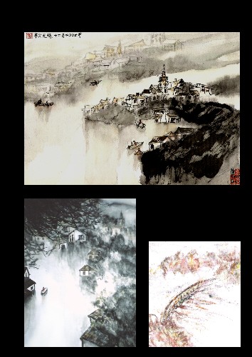 paysages, encre de chine